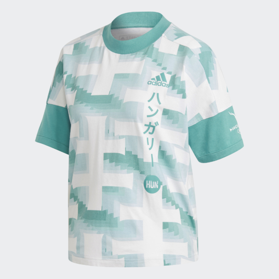 FL7088 Adidas Tokyo Olimpiai póló zöld/fehér mintás női